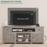 YITAHOME TV Stand for 75/80 Inch TV, Farmhouse Entertainment Center with Storage, 70 Inch TV Cabinet with Drawers and Power Outlet, TV Console for Living Room (Grey Oak) YITAHOME