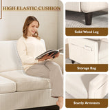 Valthie 79.1" Corduroy Loveseat Sofa, Modern Comfy Couches with Side Pocket, 3-Seater Sofa Couch for Living Room, Bedroom and Small Spaces,Beige Valthie