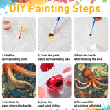 Octopus Paint by Numbers for Adult, Octopus Paint by Numbers Kit for Adults Beginners, DIY Acrylic Painting on Canvas for Home Wall Art Decor(16x20Inch Mandun