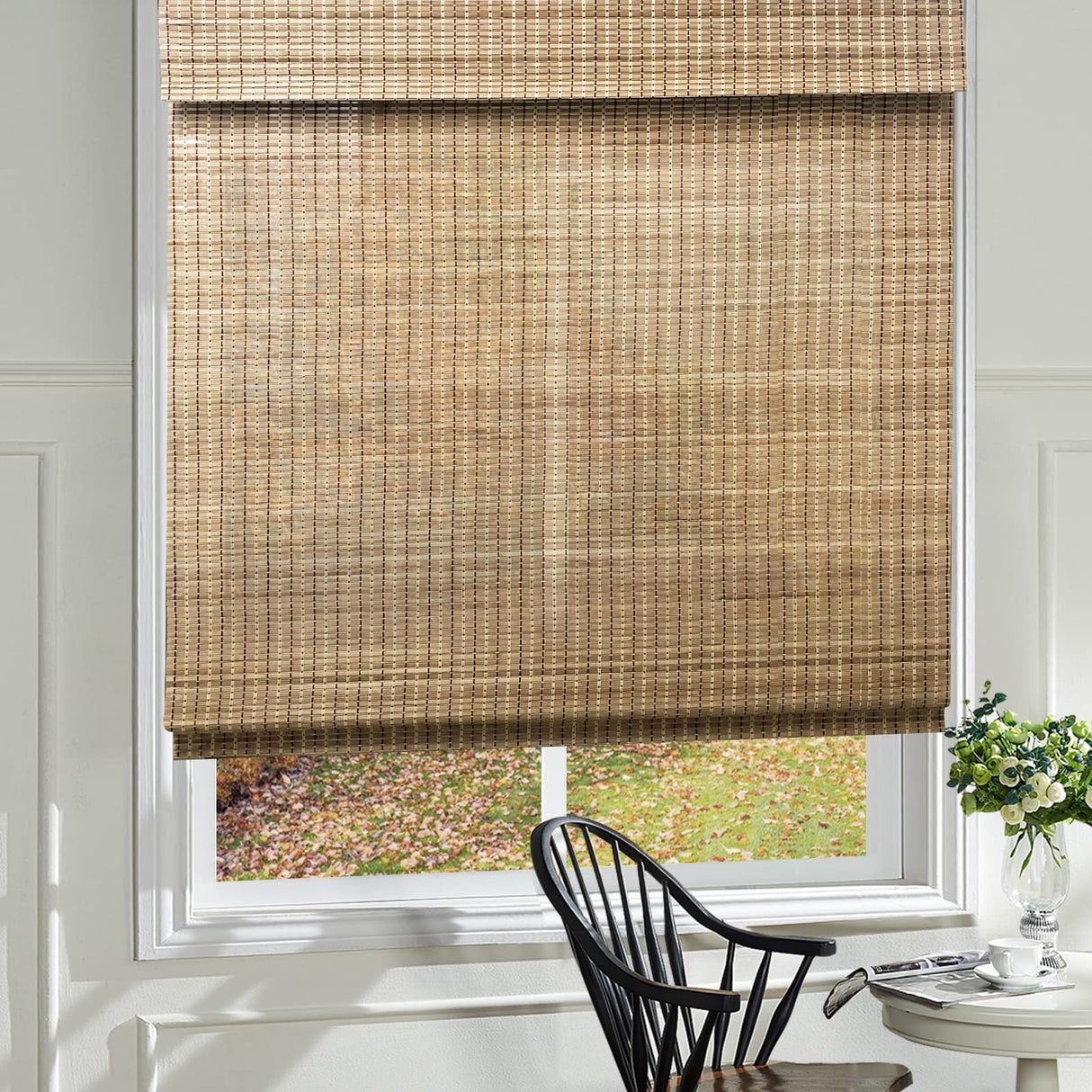 Woven Bamboo Roman Shades - Light Filtering Blinds in Colour 5 LANTIME