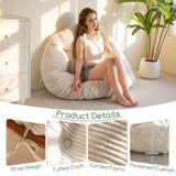 HIGOGOGO Papasan Chair Cushion with Corduroy Cover (Without Chair), 48 x 48 Inch Supportive Cushion, Overstuffed Chair Cushion,Beige HIGOGOGO