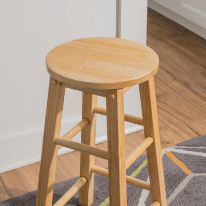 Linon Natural Barstool with Round Seat, 24-Inch - WoodArtSupply