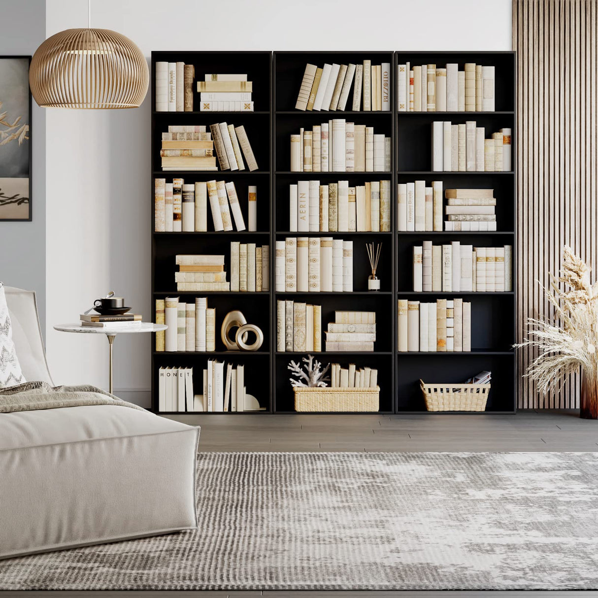 FOTOSOK 6-Tier Black Open Bookcase - Stylish Freestanding Display Storage for Home and Office FOTOSOK