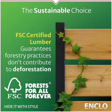 4 ft H x 3.5 ft W x 1.2 ft L Enclo Wood Privacy Screen with Planter Box, Raised Garden Bed with Trellis for Climbing Plants Outdoor, Privacy Planter for Patio, Balcony or Deck, Tacoma Charcoal EC18048 Enclo Privacy Screens