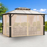 Coverify Replacement Gazebo Mosquito Netting 10x10FT, Universal Outdoor Pergola 4-Panel Patio Screen Walls with Zipper (Mosquito Netting ONLY, Brown) Coverify
