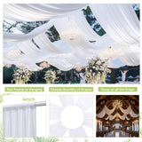 Party Village 40ftx20ft White Ceiling Curtain for Wedding Parties – 8 Panels Wrinkle-Free 20 FT Long Tent Draping Curtains for Wedding, Birthday & Theme Parties, 20ft Height with Rod Pocket Party Village