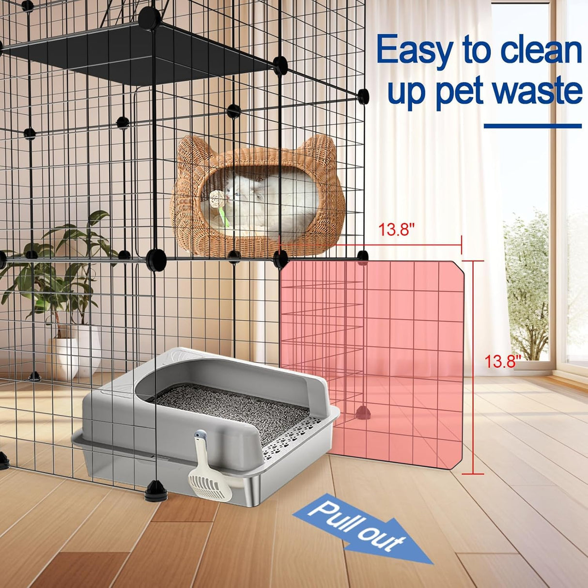 Large Cat Cage,4-Tier Catio Outdoor Cat Enclosure,DIY Cat Kennel,Cat Cages Indoor and Outdoor for 1-3 Cats MEXMIODY