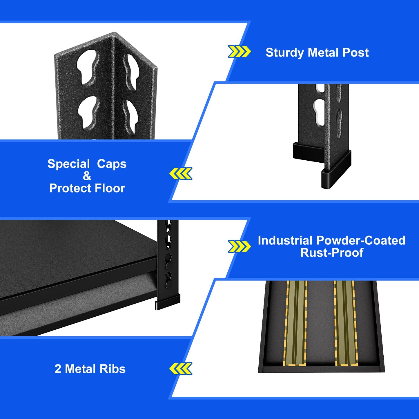 SDXYSTCE 48" W Garage Shelving Heavy Duty, 1000LBS Loads Adjustable Garage Storage Shelves, 2-Tier Metal Shelving Units and Storage Racks, Industrial Utility Shelf,48" Wx18 Dx39 H, Black