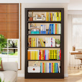 OpolQif Bookshelf, 5-Tier Bookshelf Metal Sturdy Bookcase,71" H Tall Black Bookcase with Adjustable Shelves, Heavy Duty Bookshelf for Living Room, Library, School, Study, Home Office OpolQif