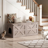 Herture Double Cat Litter Box Enclosure, Hidden Litter Box Cabinet Furniture, Modern Litter Box Storage, Enclosed Cat Litter Box Furniture, Easy to Clean Griege PG06MWZ Herture