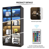 Jartoil Display Cabinet with Glass Doors & Lights, 4-Tier LED Storage Cabinet for Curio, Trophy Display, Lighted Bookcase for Home Office, Black Jartoil