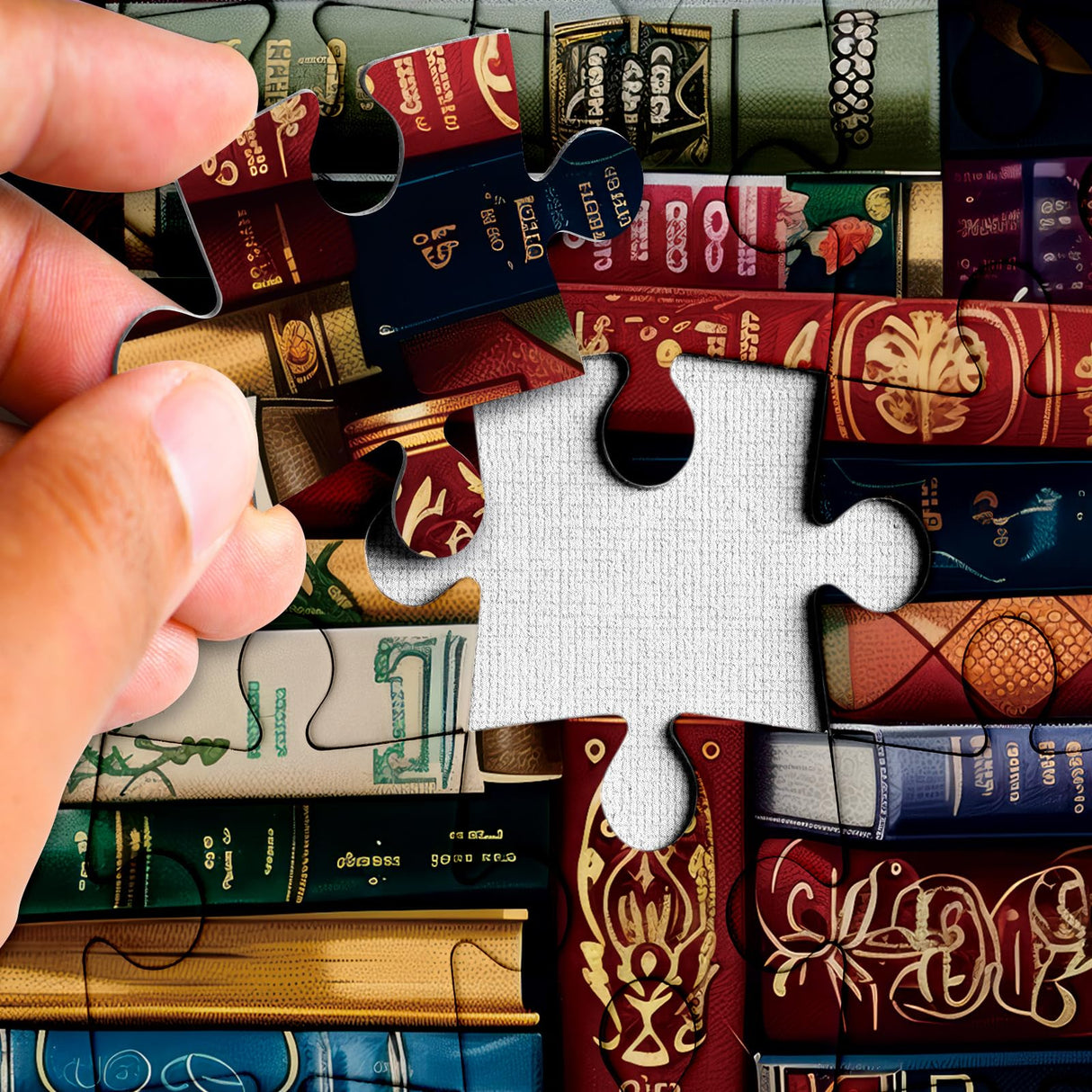 Vintage Library Bookshelf Jigsaw Puzzle 1000 Piece for Adult, Funny Books Challenging Painting Jigsaw Puzzles, Art Aesthetic Difficult Puzzle Larkipuzz