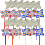 4E's Novelty DIY Pinwheels Craft for Kids (24 Pack) Color Your Own White Pinwheels, Bulk Summer Craft Kit for Boys & Girls, Arts and Craft Party Activity, Patriotic 4th of July Crafts 4E's Novelty
