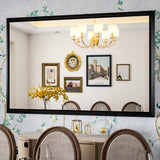 PILOCOS 55X36 Inch Black Metal Framed Bathroom Mirror for Wall, Matte Black Bathroom Vanity Mirror Farmhouse Large Rectangle Mirror, Anti-Rust, Tempered Glass, Hangs Horizontally or Vertically PILOCOS