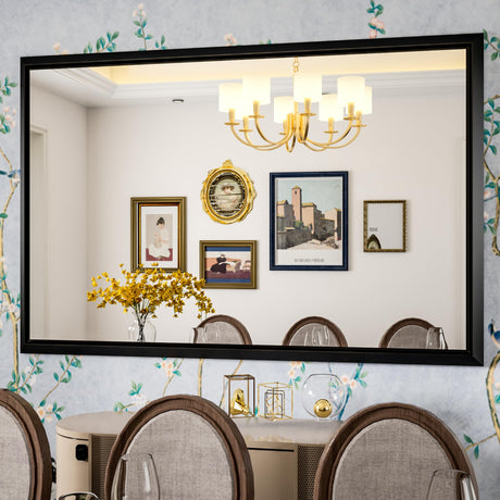 PILOCOS 55X36 Inch Black Metal Framed Bathroom Mirror for Wall, Matte Black Bathroom Vanity Mirror Farmhouse Large Rectangle Mirror, Anti-Rust, Tempered Glass, Hangs Horizontally or Vertically PILOCOS