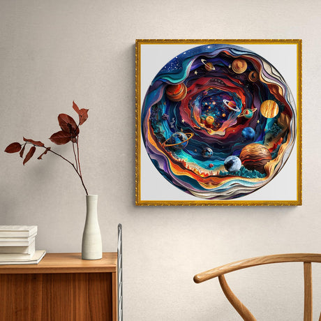 Wooden Puzzle for Adults-3D Visual Effect UniverseUnique Shape Advanced Wooden Jigsaw Puzzle for Adults and Kids,Best Gift,Wood Puzzles,Challenge Wooden Jigsaw Puzzle (Universe, Small) Welsky