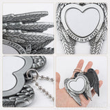 Framendino, 4 Pack Silver Angel Wing Pendant Love Heart Personalized Car Hanging Ornament with Sublimation Blank Heat Transfer Photo for Home Window Framendino