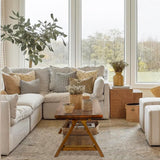 iVilla Farmhouse Coffee Table for Living Room, 2-Tier Solid Wood Coffee Table, Rustic Rectangular Coffee Table with Storage Open Shelf, Natural iVilla