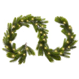 9FT Real Touch Norfolk Pine Garland Christmas with Light Winter Artificial Faux Greenery Garland Table Mantle Stairs Fireplace Wall Decor Outdoor Indoor Porch Home Decorations (Battery Not Included) Noiclub