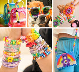 5 Boxes Bracelet Making Kit Pony Beads, 96 Colors 6x9mm Kandi Rave Beads for Bracelets Friendship Plastic Beads with 800Pcs Letter Bead DIY Arts and Crafts for Kids Adults Keychain Jewelry Making Sistenia