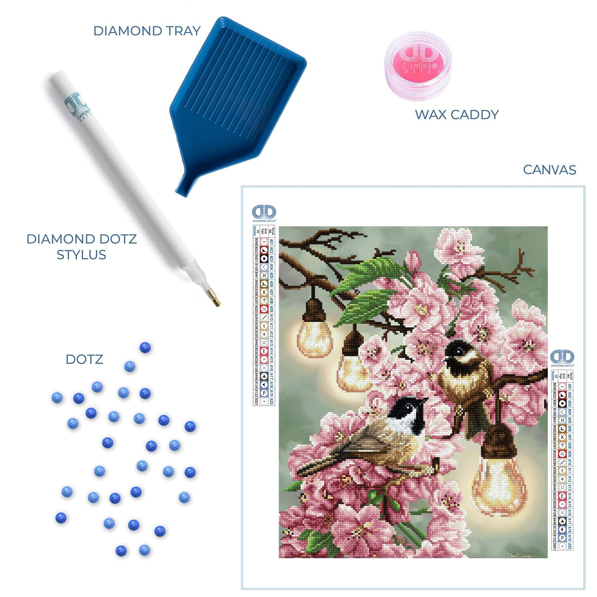 DIAMOND DOTZ Cherry Blossoms & Chickadees Art Craft Kit, Partial Drill Round Dotz for Adults DIAMOND DOTZ