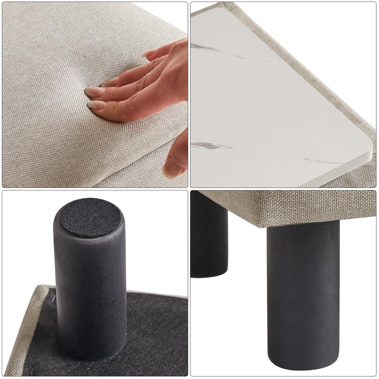 IBUYKE Storage Ottoman Footrest Stool with Linen Fabric, Rectangular, Flip Top Lid, Non-Slip Feet, Compact Design, Stylish and Functional, Linen RF-BD223 IBUYKE