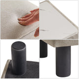 IBUYKE Storage Ottoman Footrest Stool with Linen Fabric, Rectangular, Flip Top Lid, Non-Slip Feet, Compact Design, Stylish and Functional, Linen RF-BD223 IBUYKE