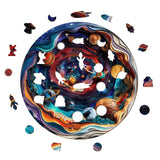 Wooden Puzzle for Adults-3D Visual Effect UniverseUnique Shape Advanced Wooden Jigsaw Puzzle for Adults and Kids,Best Gift,Wood Puzzles,Challenge Wooden Jigsaw Puzzle (Universe, Small) Welsky