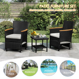 ARTBUSKE 5 PCS Outdoor Patio Furniture Set with Table&Ottoman Outdoor Furniture Patio Set Bistro Wicker Patio Set (Black Wicker&White Cushion, 5PC - 2 Chair + 2 Ottoman + 1 Table) ARTBUSKE