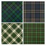 LeZakaa Christmas Green Wrapping Paper, 12 Folded Sheet with 4 Different Tartan Plaid Design for New Year Celebrations Holiday Gift Wrapping, 27.5 x 19.6 inches Per Sheet LeZakaa