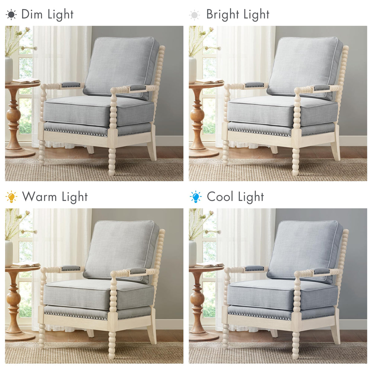 Madison Park Accent Chairs for Living Room Farmhouse Modern Armchair, Solid Wood, Antiqued Finish, Upholstered Seat Removable, Bedroom Lounge for Reading, 25.5" W, Light Blue/Antique Cream Madison Park