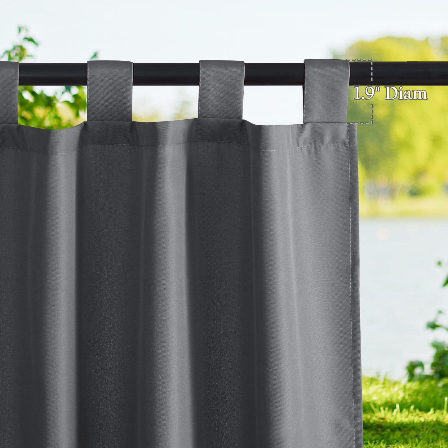 NICETOWN 2 Panels Outdoor Patio Curtains Waterproof, Tab Top Thelmal Insulated Privacy Indoor Outdoor Living Dividers Vertical Drapes for Gazebo/Dock, Grey, W55 x L84 - WoodArtSupply