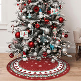 Christmas Tree Skirt 48 Inches, Red and Green Xmas Tree Mat with Winter Snowflake for Christmas Decorations Holiday Party Indoor Outdoor Home Decor (Red and Green) BULINGLY