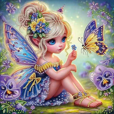 Fairy Special Shape Diamond Art Kits for Beginners, Butterfly Animali 5D Diamond Painting Kits for Adults,DIY Crystal Rhinestones Diamond Painting for Home Wall Decor 12×12Inch Butterfly fairy