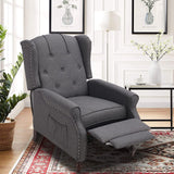 Consofa Wingback Recliner Chair with Massage and Heat, Tufted Fabric Push Back Recliner Chair for Living Room, Vintage Wingback Chair with Remote Control, Padded Cushion, Backrest, Wooden Legs Consofa