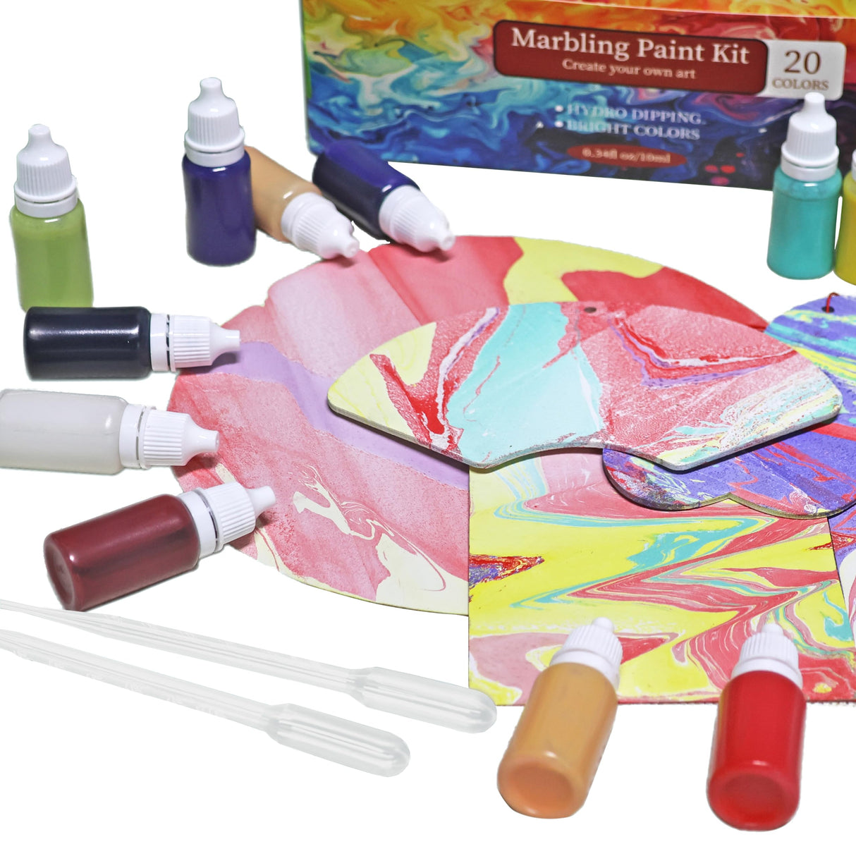 Water Marbling Painting Kit, Water Paint for Craft, Turkish Marble Pattern Craft Set,Watercolor Art Kit, Perfect for Birthday, Women's Day, Halloween, Christmas, Thanksgiving & New Year Gifts DGAGA