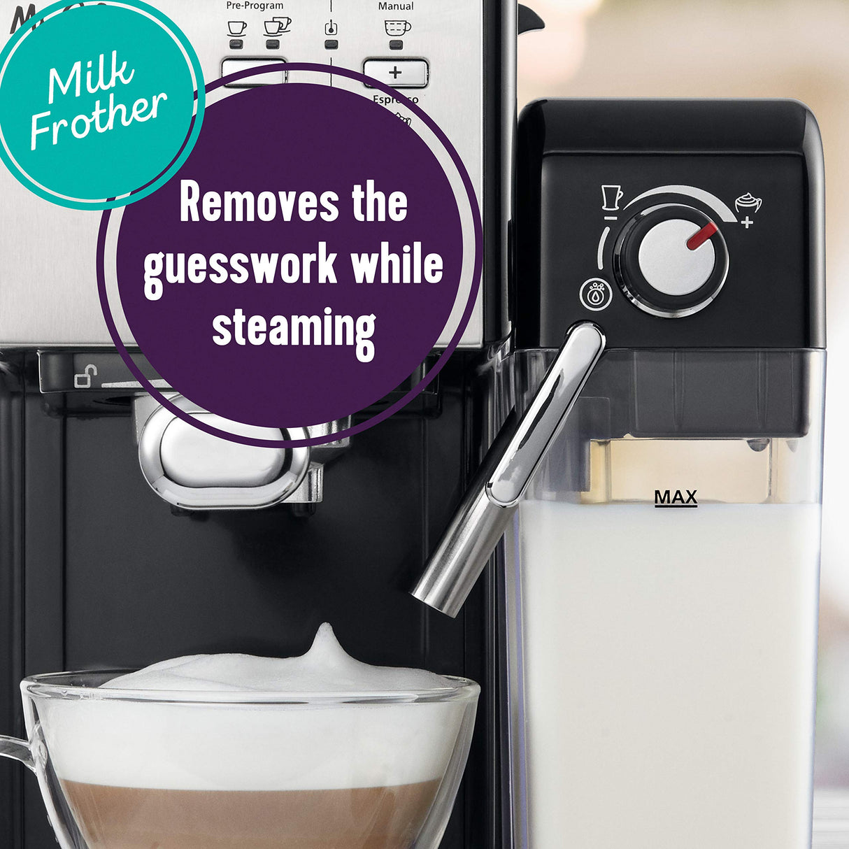 Mr. Coffee Programmable Espresso & Cappuccino Machine with Automatic Milk Frother & 19-Bar Pump, Stainless Steel Mr. Coffee