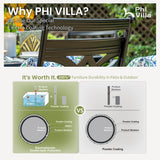 PHI VILLA Outdoor Patio Dining Set for 6 People with 15ft Umbrella(Beige),Includes 6 Outdoor Swivel Chairs with Cushions and a Metal Rectangular Table, Perfect for Garden, Lawn, or Deck PHI VILLA