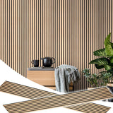 E-HAO 2 Piece Wood Slat Acoustic Panels for Stylish Decor and Noise Reduction, 3D Textured Panel for Ceiling and Wall - White Oak (94.5 L x 12.6 W in) E-HAO