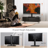 Universal Swivel TV /Table Top TV Stand for 19 to 43 inch TVs with 90 Degree Swivel, 4 Level Height Adjustable, Heavy Duty Tempered Glass Base, Holds up to 99LBS HT02B-001 Hemudu