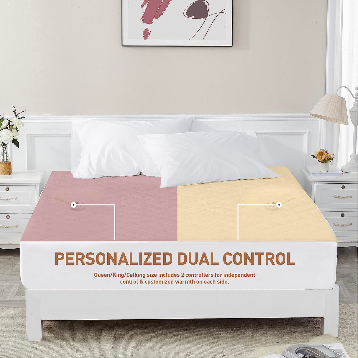 Yuurom Heated Mattress Pad California King Size 72×84 inches, Electric Mattress Pad Dual Control 10 Heat Settings 12-Hour Auto Off Timer 13ft Extra Long Cord, Bed Warmer Mattress Cover 18" Deep Pocket Yuurom