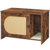 HOOBRO Cat Litter Box Enclosure with Rattan Door, Hidden Litter Box Furniture, Litter Box Enclosure with Adhesive Cat Scratching Mat, Coffee Table, 31.4" L x 17.7" W x 18.1" H, Rustic Brown FY18MW01 HOOBRO