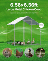 VEVOR Metal Chicken Coop, 6.56x6.56x6.56ft Walk in Chicken Runs for Yards with Cover, Spire Roof Hen House Enclosure with Security Lock, Outdoor Duck Rabbit Poultry Cage Pen for Backyard, Farm, Yard VEVOR