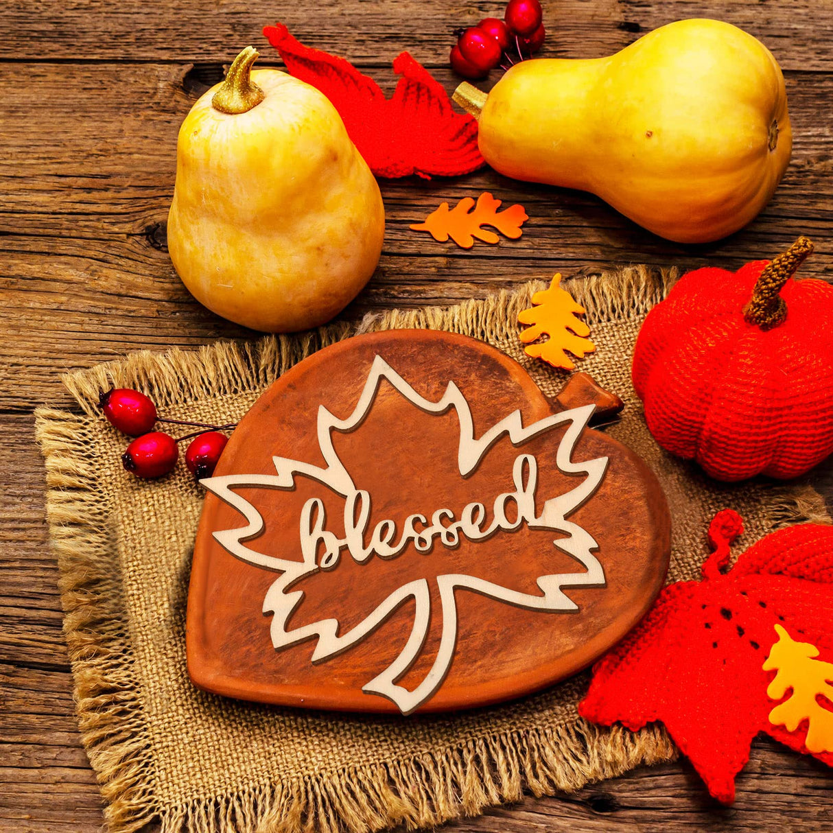 24 Pieces Fall Thanksgiving Maple Wooden Plate Decor Thankful Grateful Blessed Gather Place Card Settings Fall Dining Table Plate Ornament Farmhouse Home Table Rustic Letter Sign Bucherry