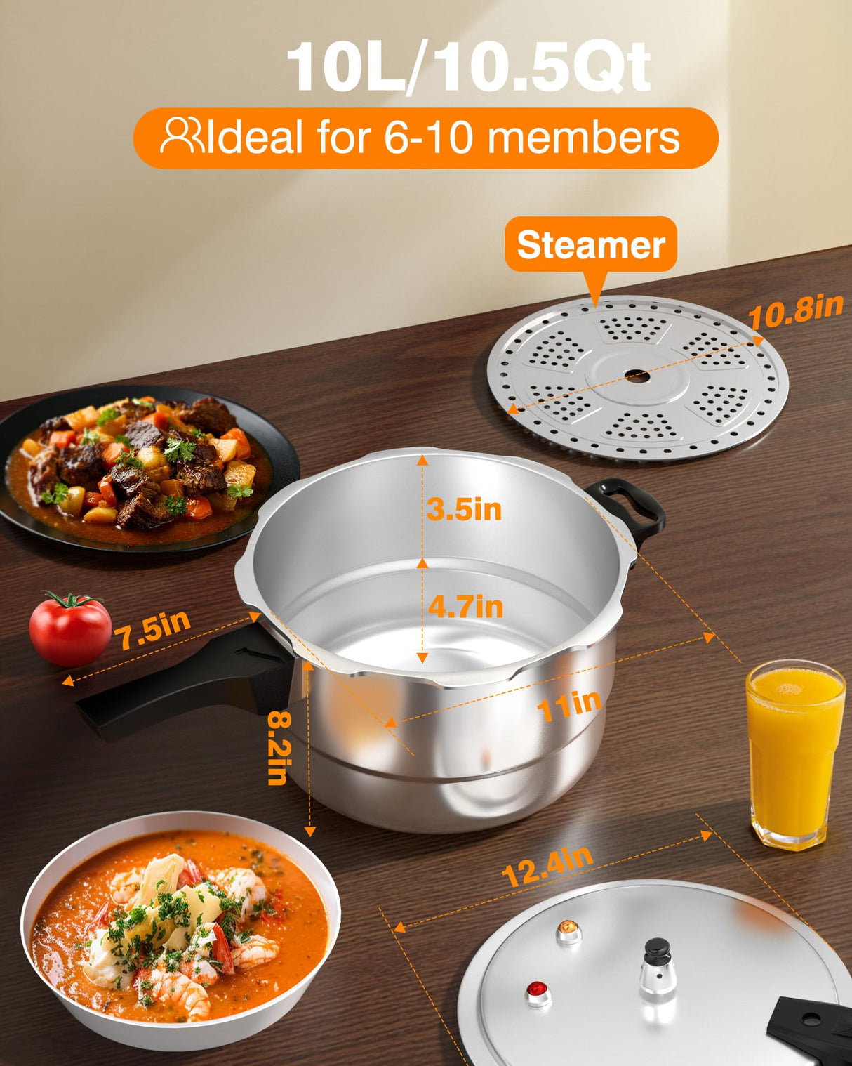 WantJoin 10Qt Aluminum Pressure Cooker w/Release Valve & Multiple Protective Devices,Pressure Canner Compatible with Gas & Induction Cooker,Canner Rack Included WantJoin