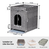 Snughome Cat Litter Box Enclosure with Cat Litter Mat, Hidden Cat Washroom Furniture with Door, Handwoven Rattan Cat Washroom Box, Indoor Pet House Storage for Living Room, Bedroom, Balcony (Grey) Snughome