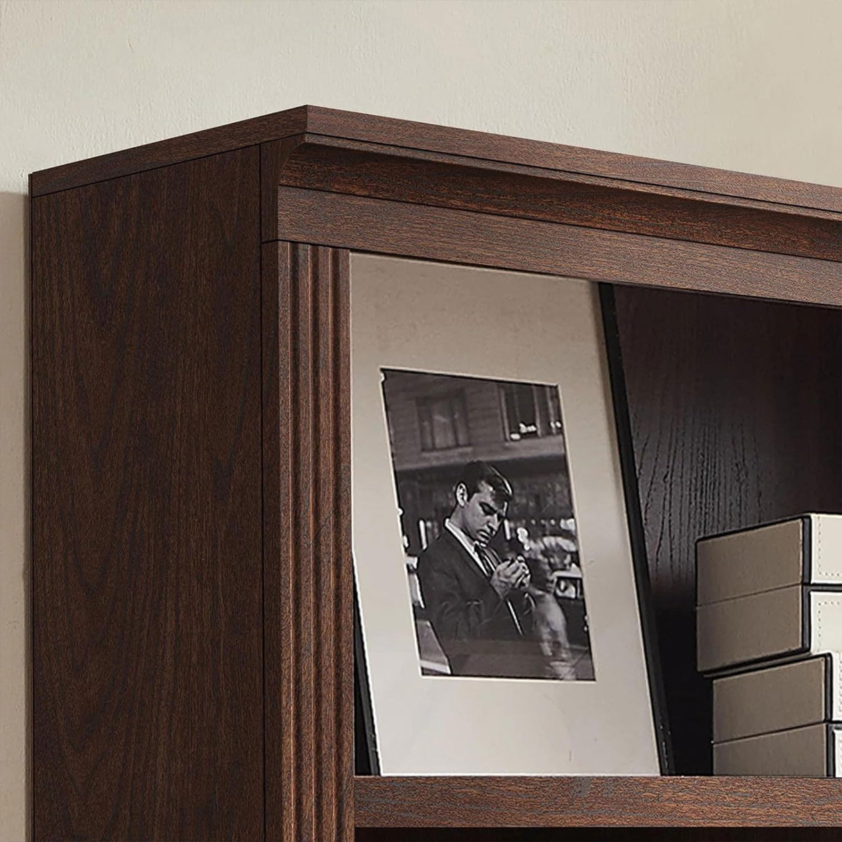 JAHRSTIM Halston Standard Bookcase, Adjustable Storage Open Display Shelving Unit for Home and Office Space, 31.49”L x 13.77”W x 72.8”H, Dark Cherry JAHRSTIM