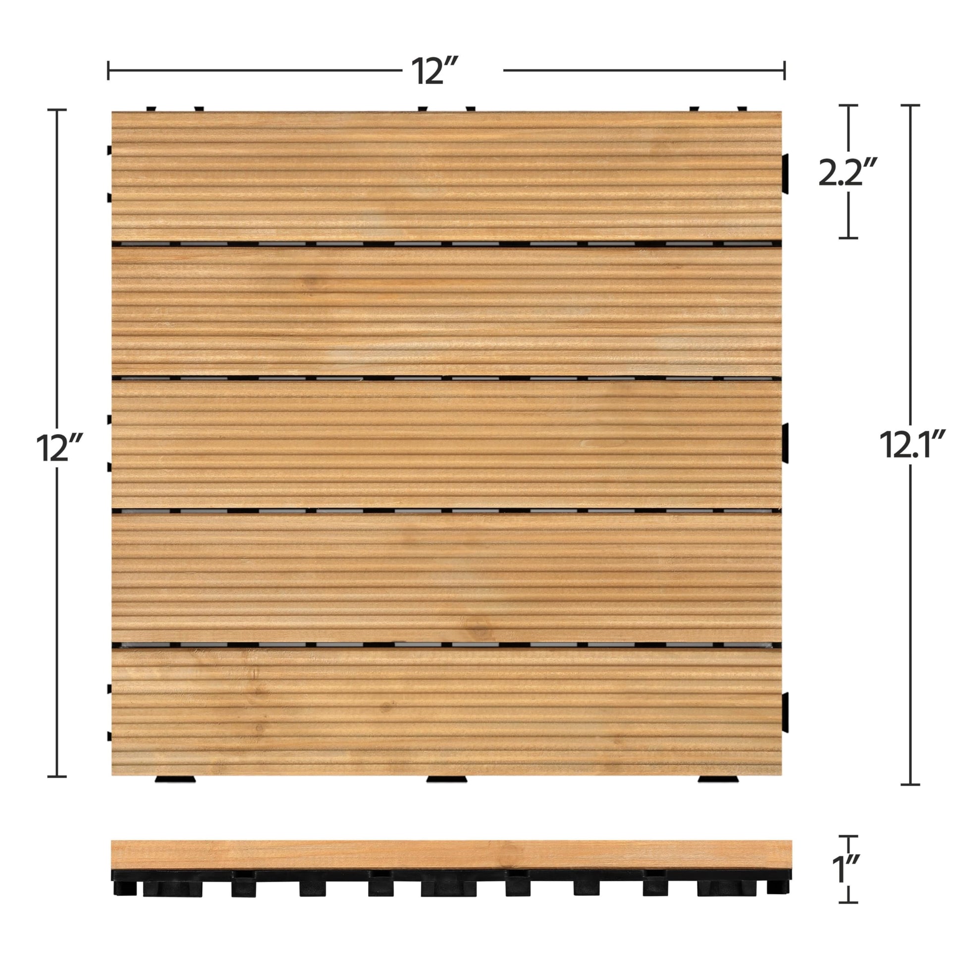 Topeakmart 12 x 12in Patio Tiles Wood Floor Deck Tiles Interlocking Wooden Composite Decking Floor Tiles Outdoor for Garage Patio Garden Deck Poolside Natural Wood 11PCS - WoodArtSupply