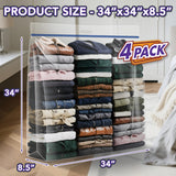 Extra Large Wreath Storage Bag, 34"x34"x8.5", Clear Storage Bag with Handle, Summer Christmas Decoration Garland Container for Seasonal Thanksgiving Holiday Artificial Wreath, 4 Pack VacPack