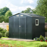 MistMo 6X8X6.4FT Outdoor Steel Storage Shed with Lockable Doors, One Clear Window,Ideal for Garden, Backyard, Patio Storage Mistmo